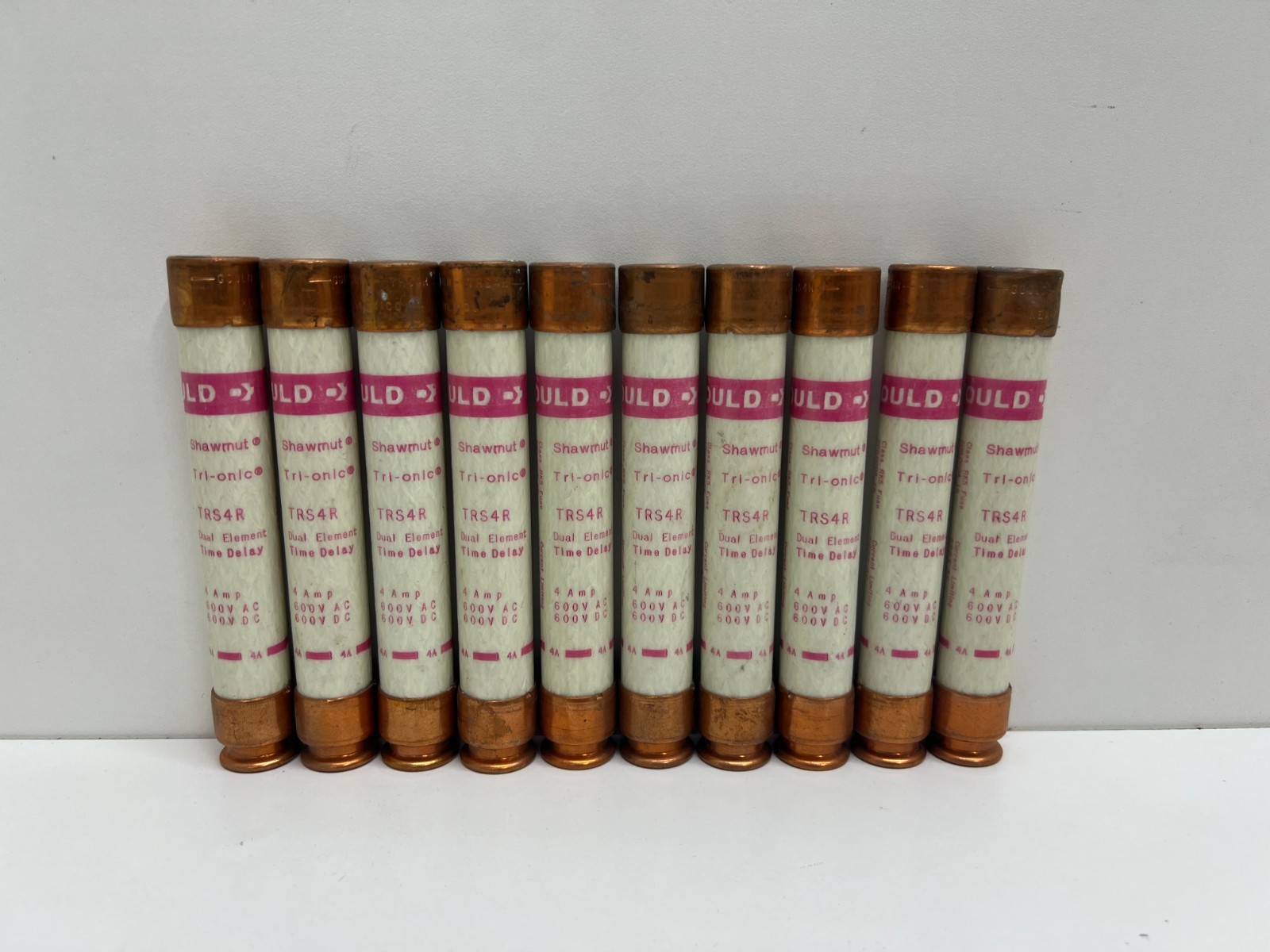 LOT OF (10) NEW OLD STOCK! GOULD SHAWMUT 4A TIME-DELAY FUSES TRS4R