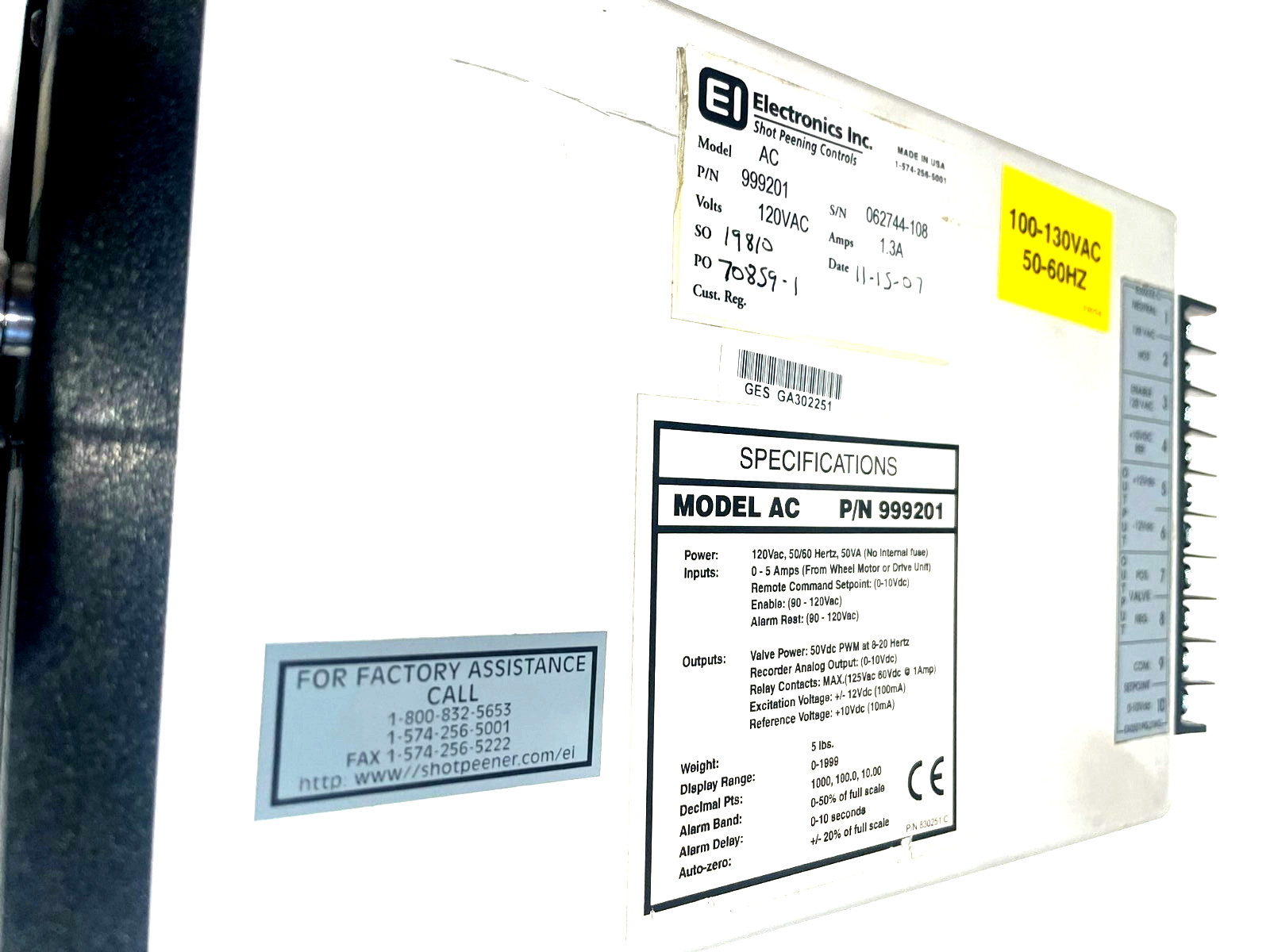 REPAIRED ELECTRONICS INC. 999201 AC CONTROLLER 120VAC 1.3A