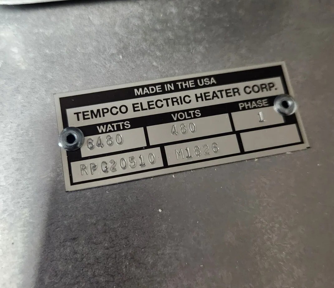 New Surplus Tempco 1ph 480v 6480w Radiant Process Panel Heater RPG20510