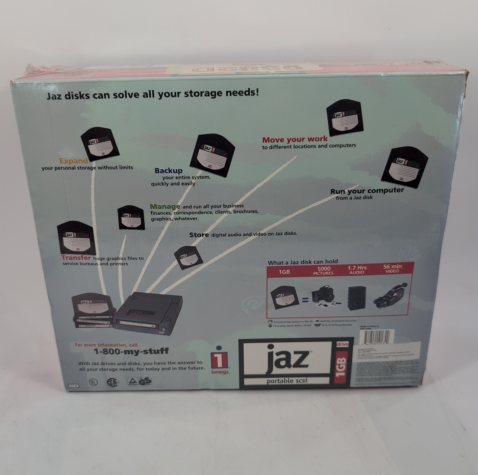 Iomega 1G Jaz External SCSI Storage Magnetic Disk Disc Drive – New Sealed