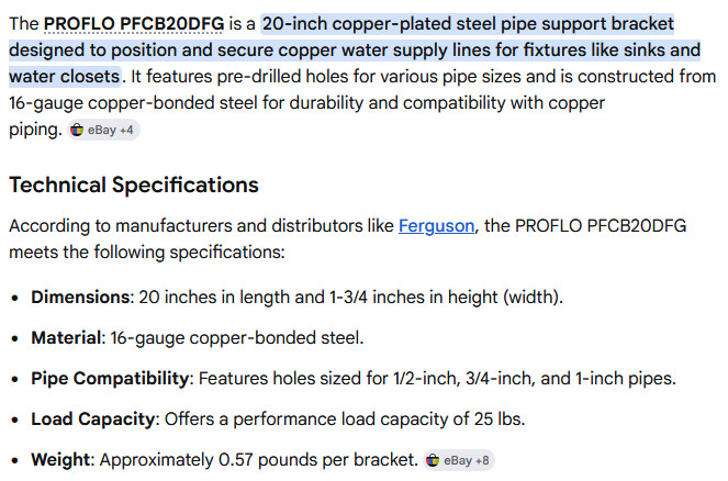 3 NEW PROFLO PFCB20DFG COPPER PLATED PIPE SUPPORT BRACKETS NNB **MAKE OFFER**