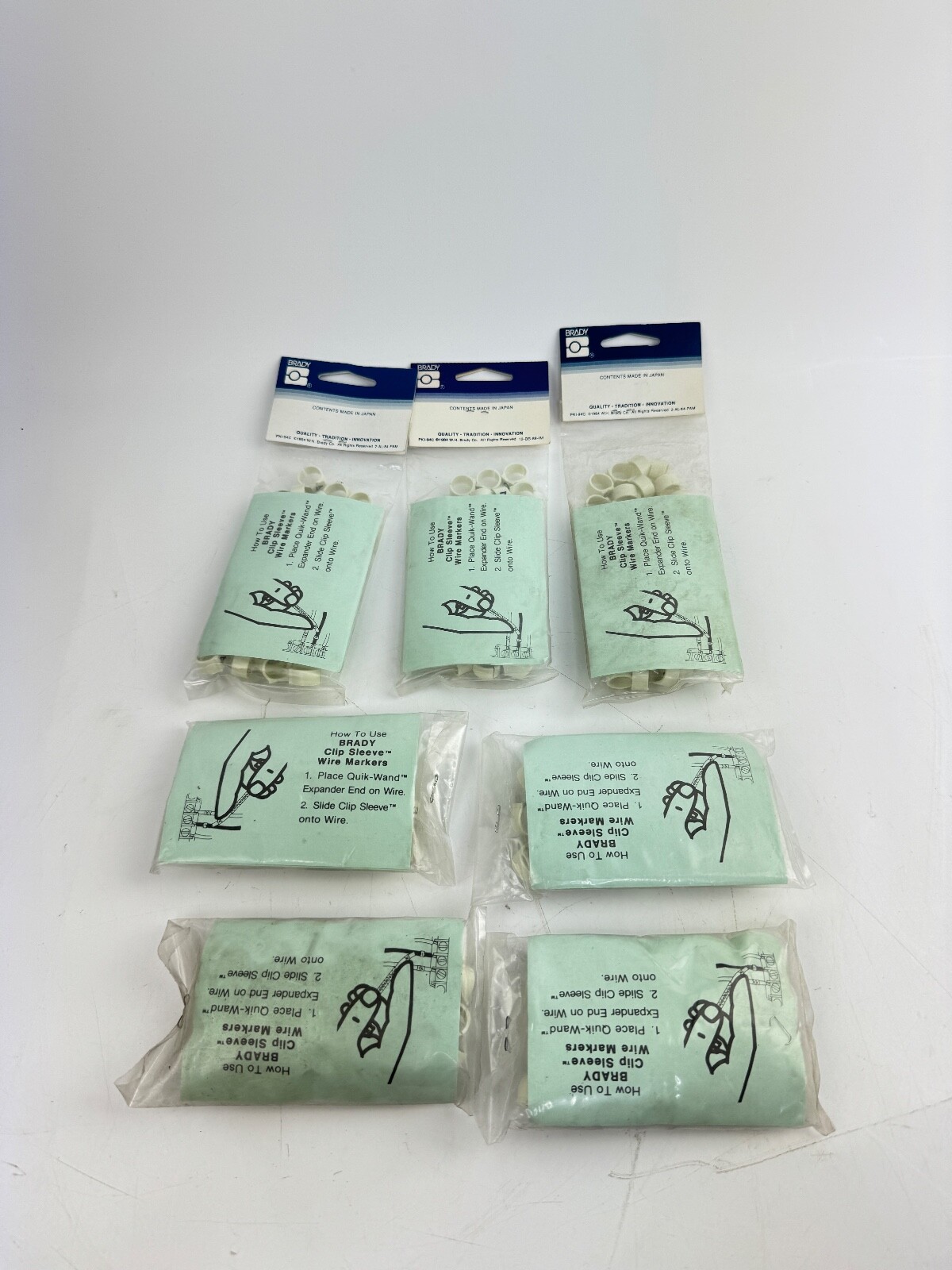 Lot of 7 Assorted Brady SCN-45 Clip-Sleeve Wire Markers 0, 1, 2, 3, 4, J, P