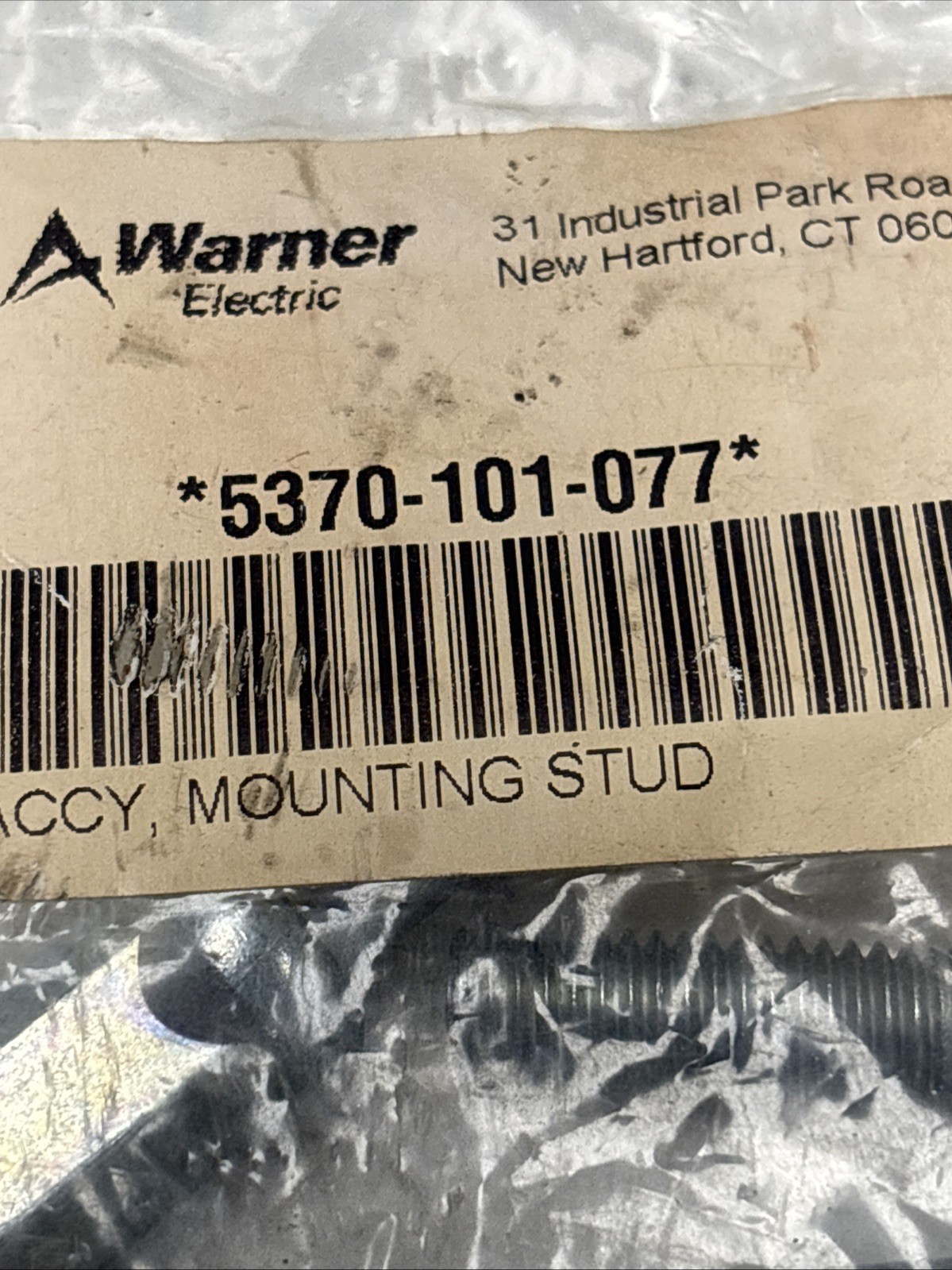 NEW Warner Electric 5370-101-077 Accessory Mounting Stud Kit (4 Studs)