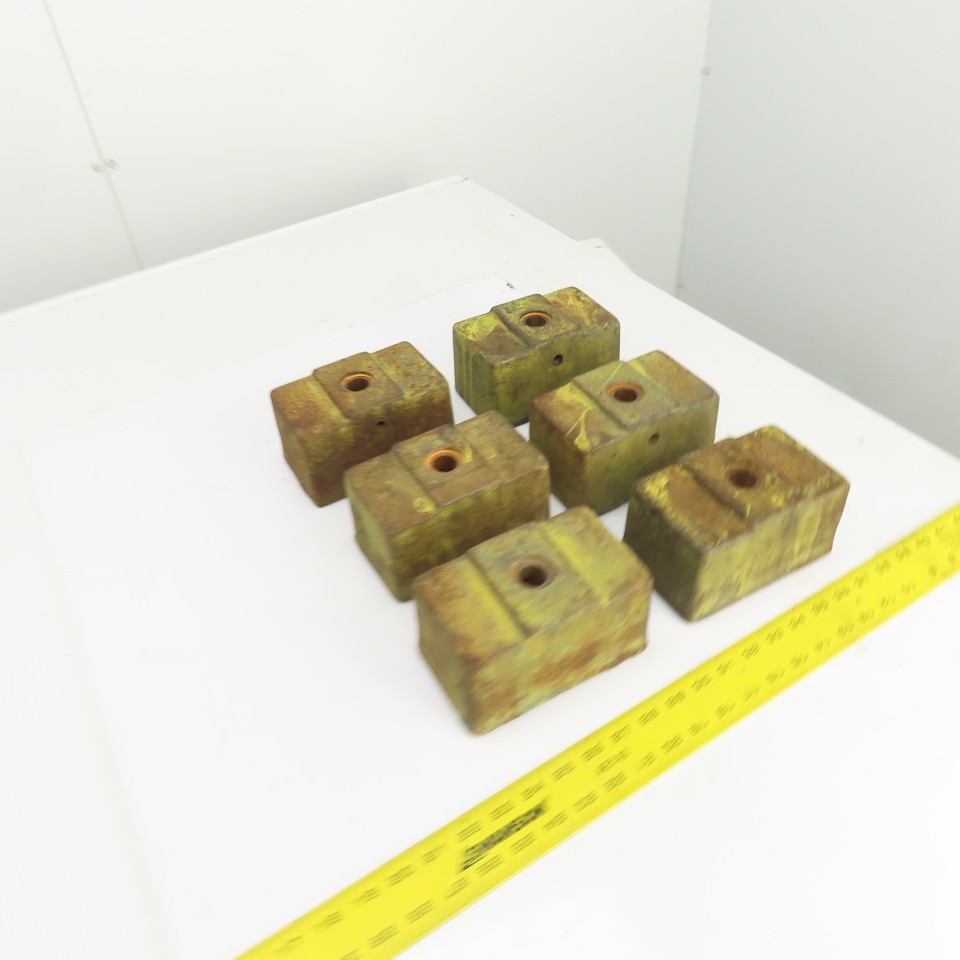 6 Lx3-1/2Wx 3-1/4″ H Cast Iron Machine Foot Pad Targets W/0.808″ Thru Hole Lot/6