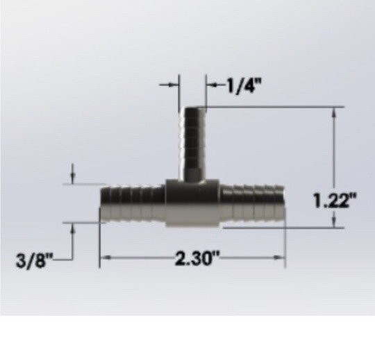 Fittings Inc 9008, 3/8″ Barbed Run Tee with 1/4″ Barb, LOT OF 52, SHIPSAMEDAY