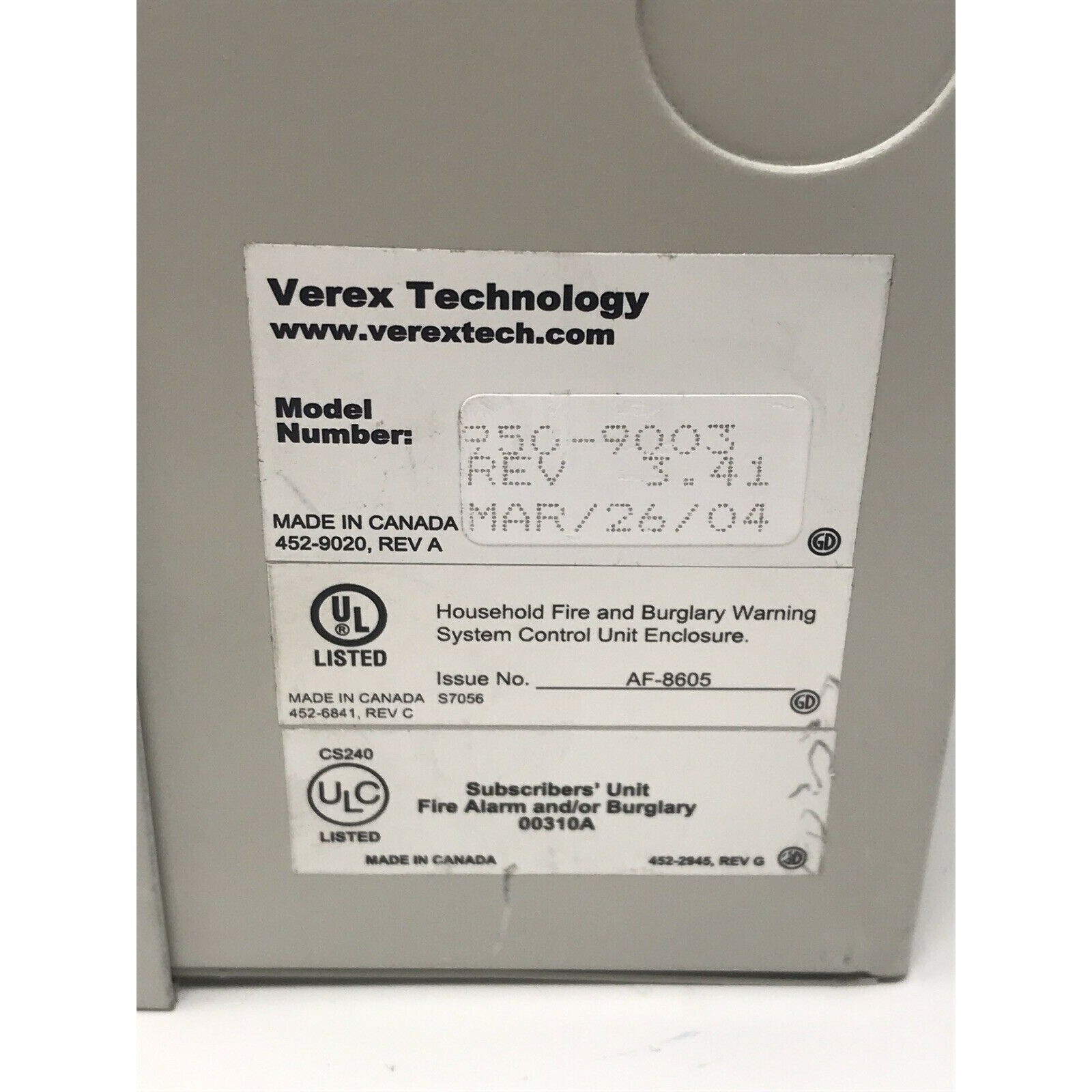 Verex ISM Control Motherboard 641-9000 Rev. B