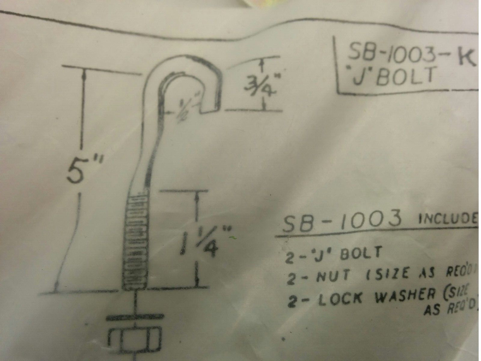 SAUNDERS SB-1003-K J-BOLTS, 5″, 2 BOLTS PER BAG (LOT OF 3) NIB