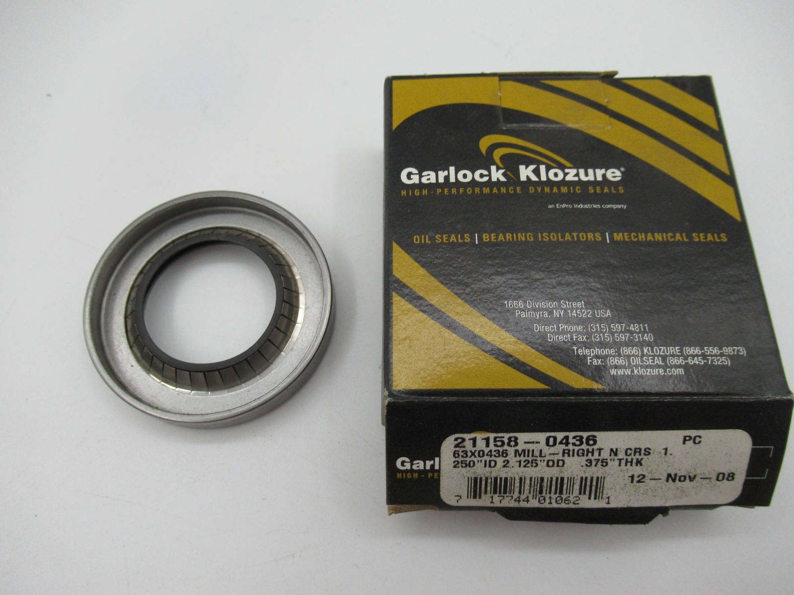 GARLOCK KLOZURE OIL SEAL 63 X 0436 21158-0436 1.250 X 2.125 X 0.375