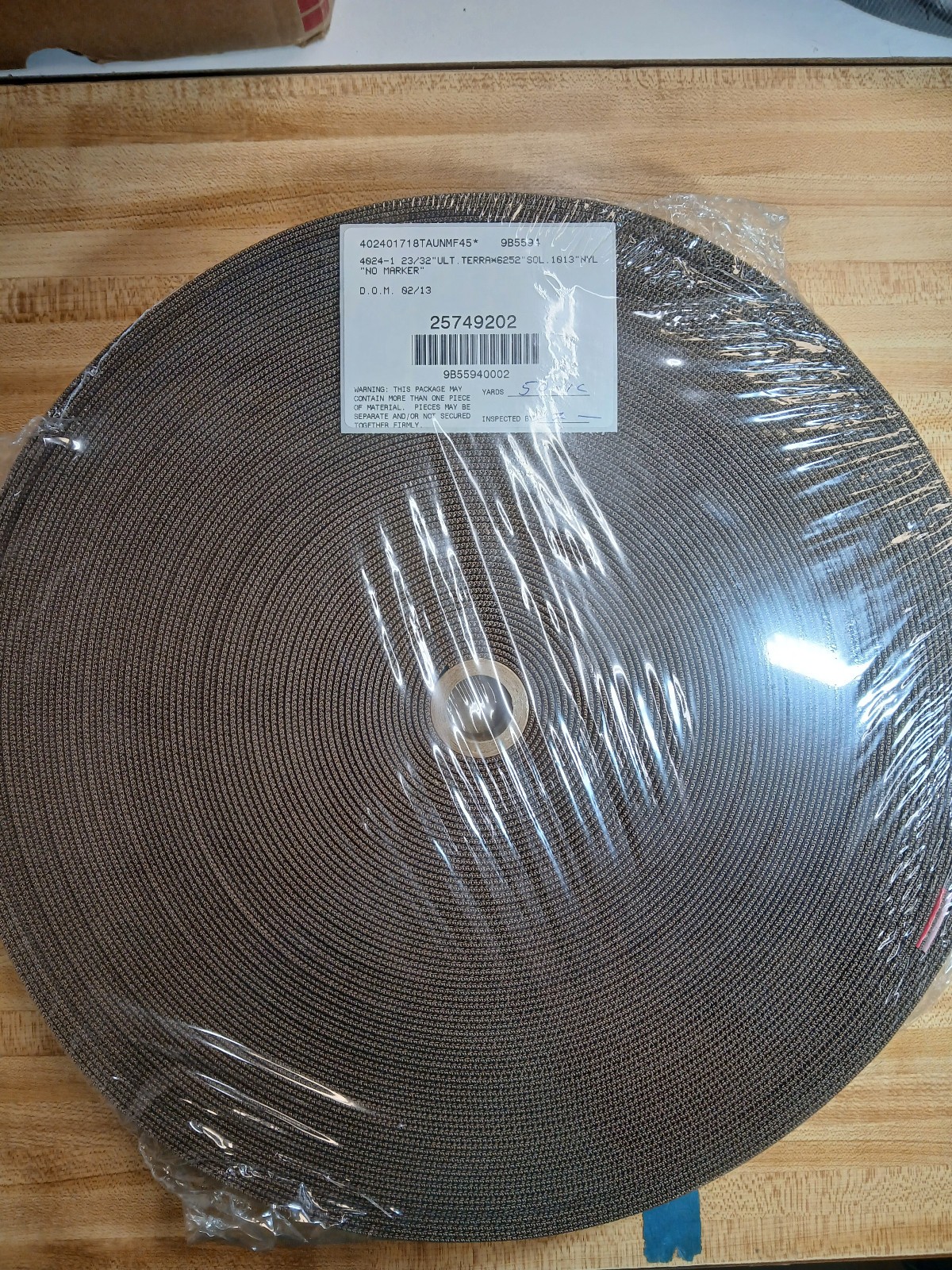 Nylon Webbing 50 Yds Terra Brown Solucote 1013 1-23/32″ NOS