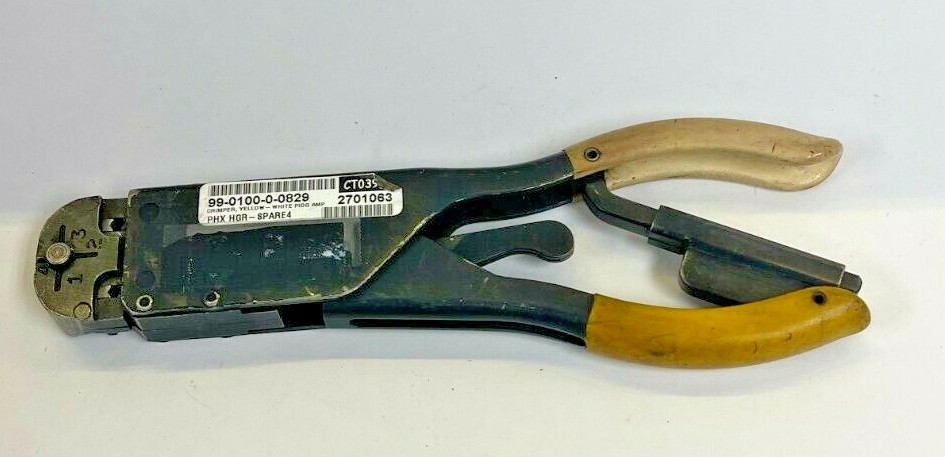 AMP CRIMP TOOL 20-26 AWG T-HEAD 59275 YELLOW AND WHITE