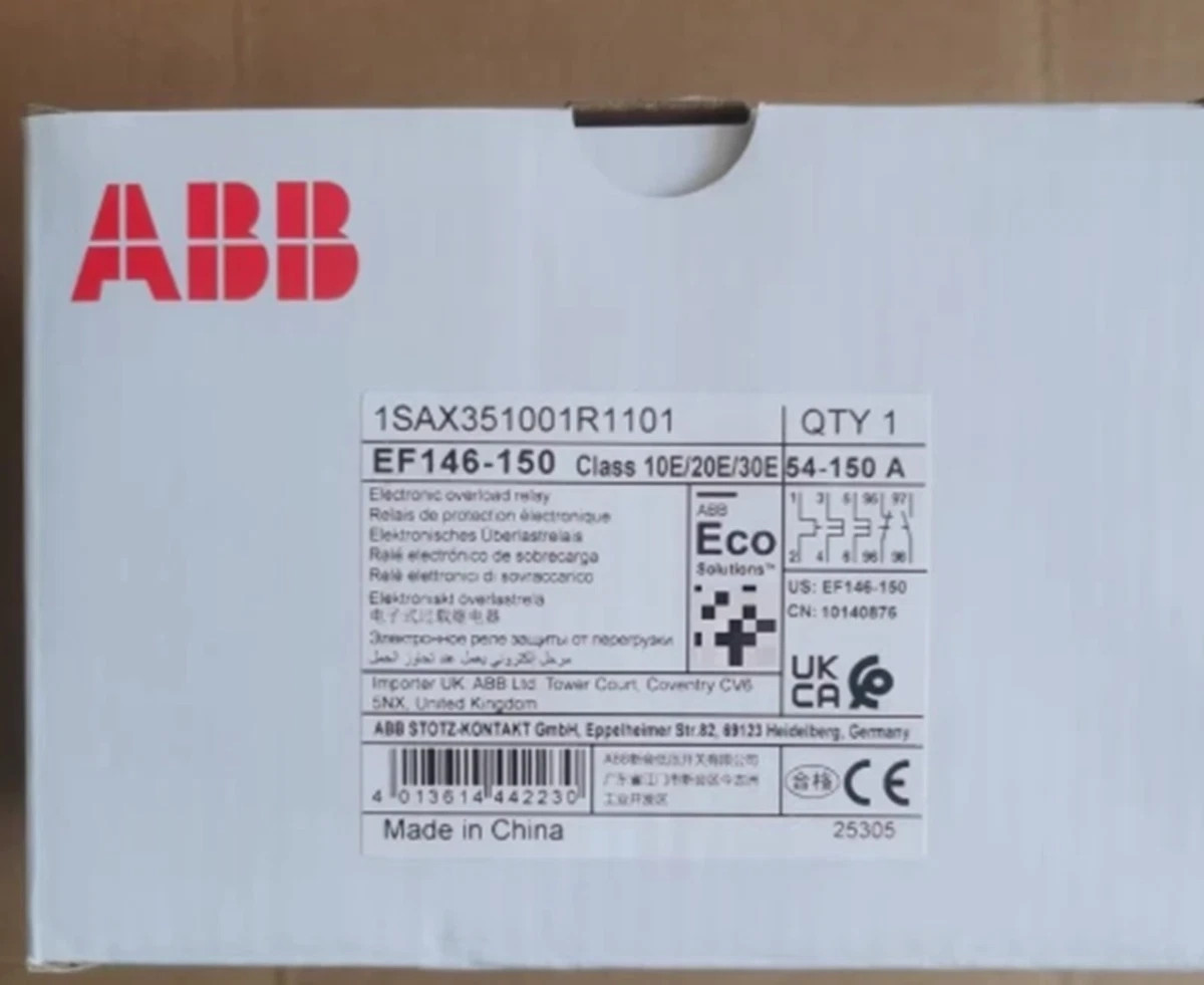 New Original ABB 1SAX351001R1101 Electronic Overload Relay EF146-150 54-150A