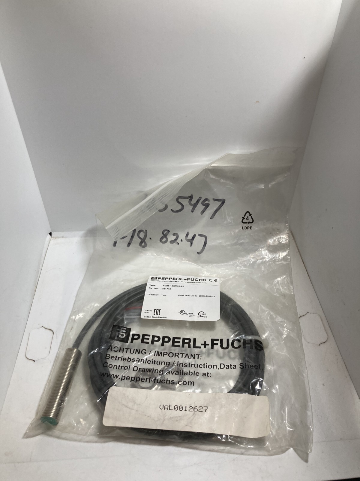PEPPERL+FUCHS NEB6-12GM50-E2 INDUCTIVE SENSOR 5M CABLE NIB