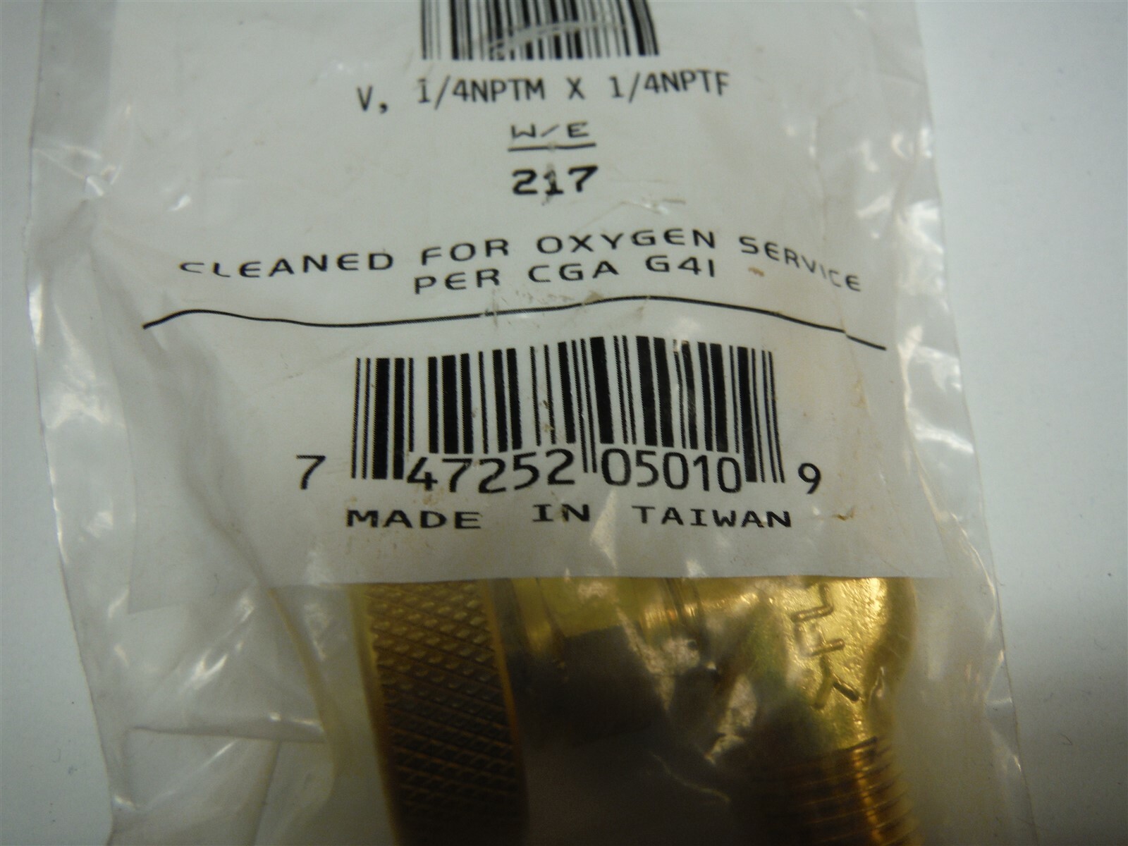 Superior Products WE217 Valve V, 1/4 NPTM X 1/4 NPTF Cleaned for Oxygen Use *d04