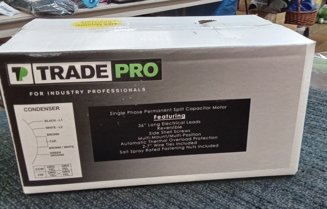 Trade Pro Universal Condenser Motor 1/6 HP 825 RPM 208-230VAC 60 Hz 1.0A New
