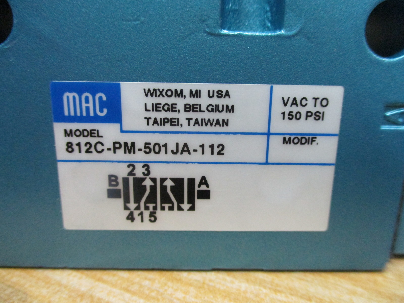 Mac Valves 812C-PM-501JA-112 Solenoid Valve 812CPM501JA112