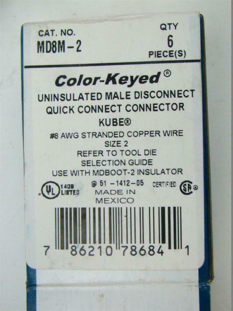 Thomas&Betts Color-Keyed Uninsulated Male disconnect size 2 MD8M-2