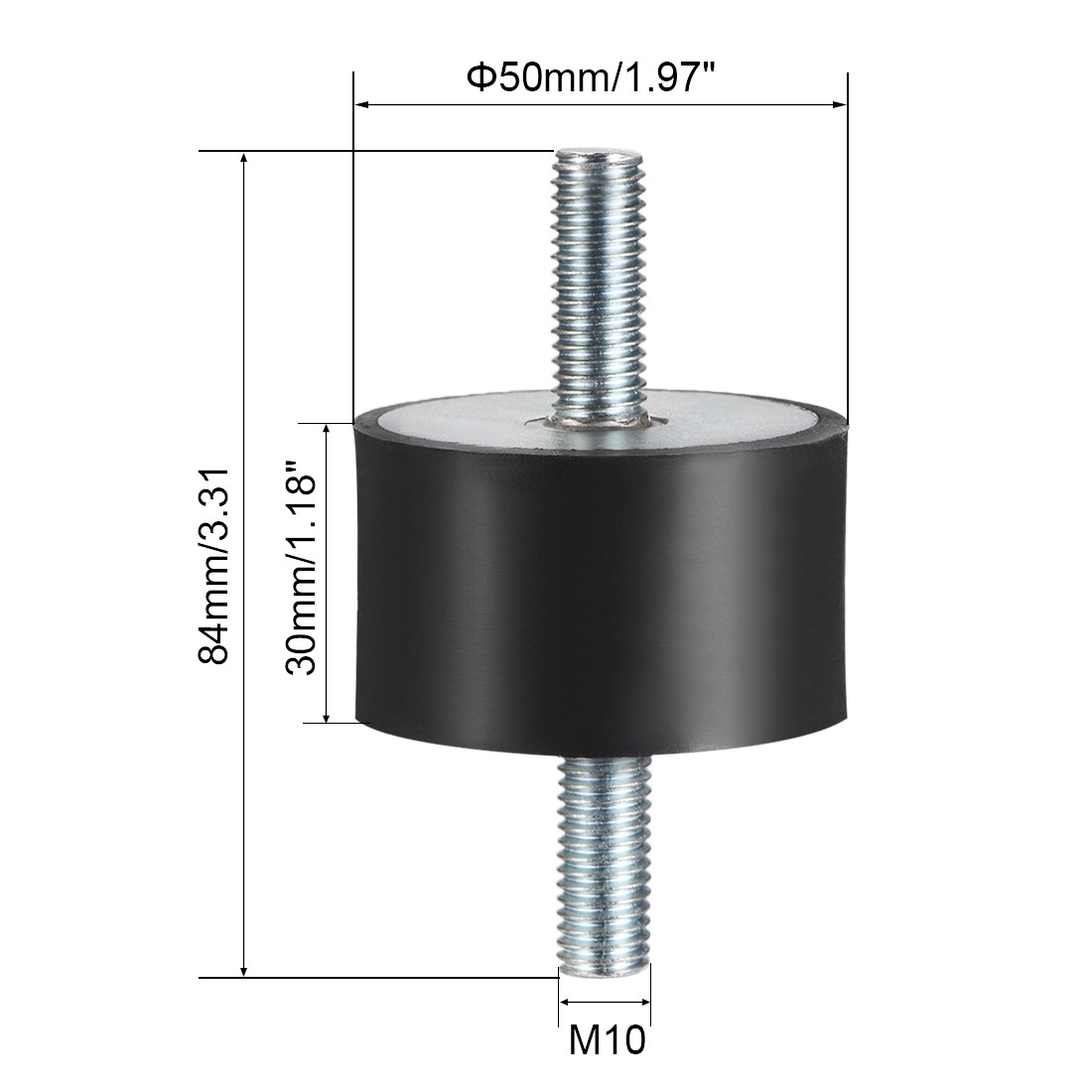 1.97″ x 1.18″ Rubber Shock Absorber Vibration Isolator w M10 x 27mm Studs