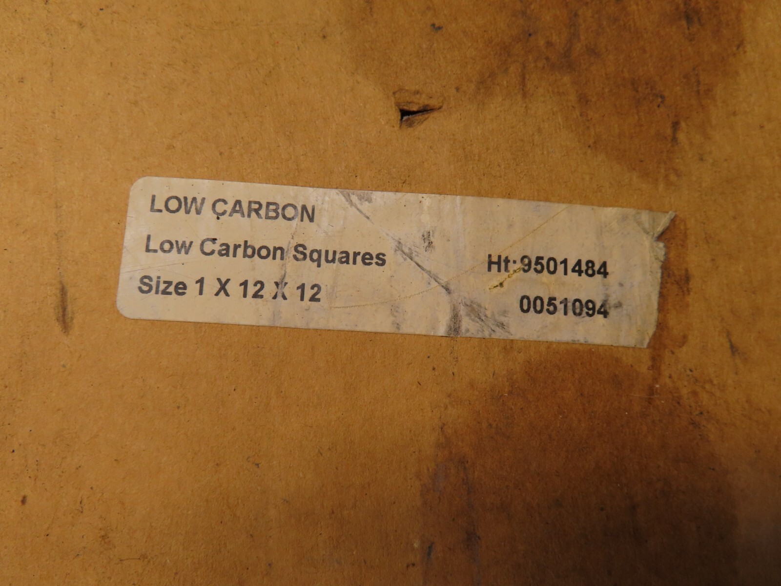 12″ X 12″ x 1″ low carbon steel square flat stock 9501484