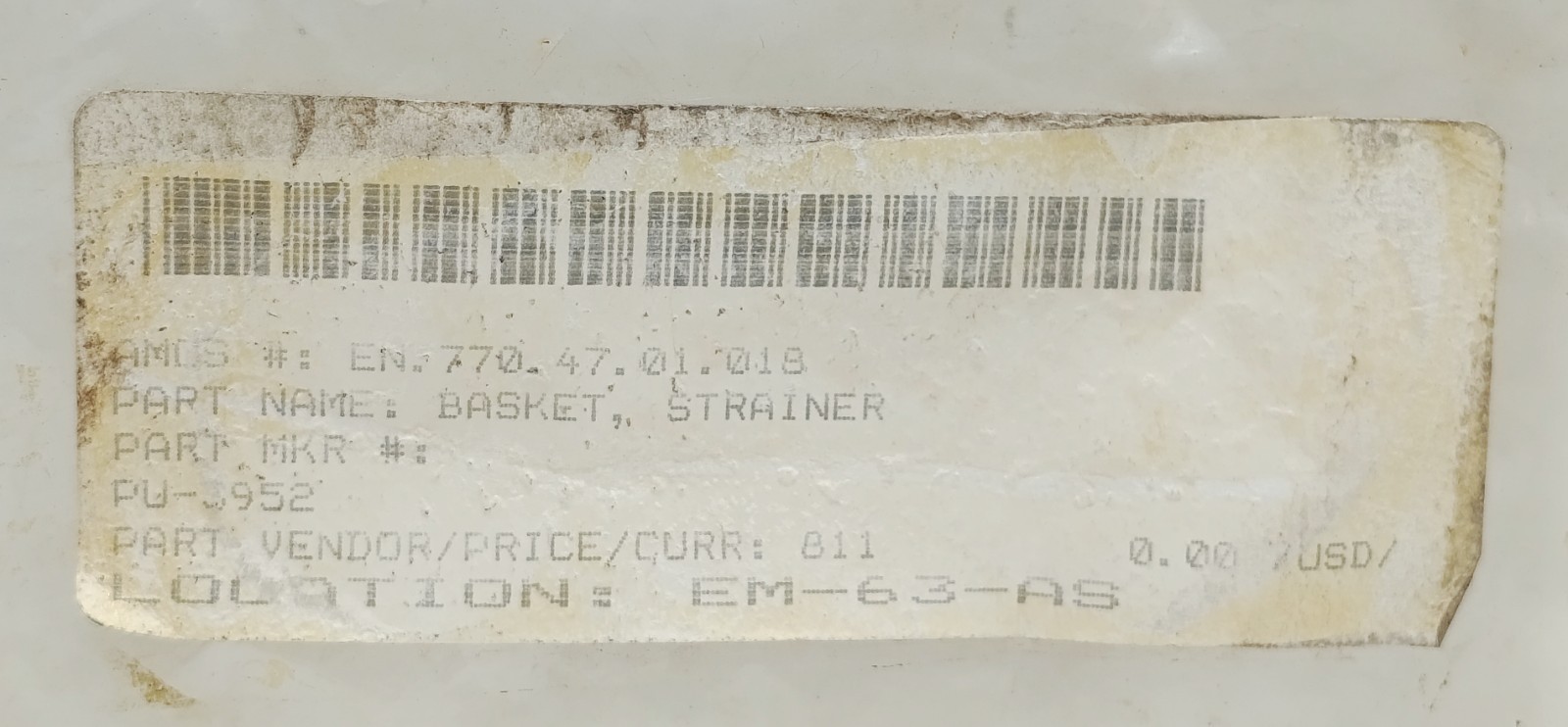 SARCO PU-3952 MONEL STRAINER BASKET 1/32 PERF 3/4 SN STRN LOT OF 2