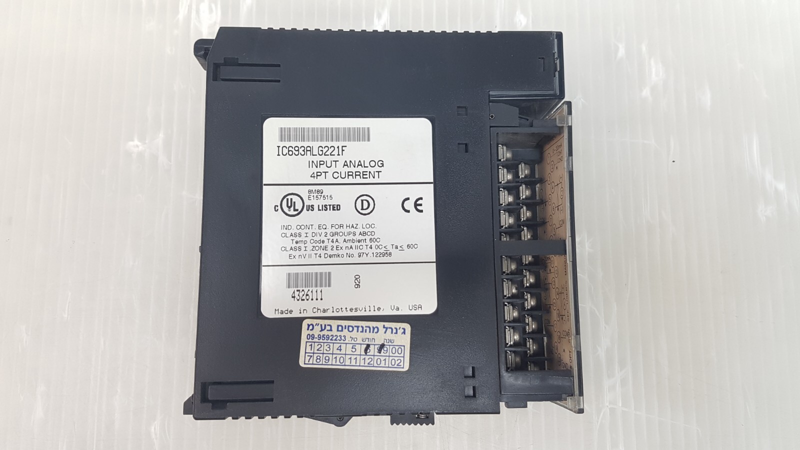 GE FANUC POWER SUPPLY IC693ALG221F INPUT ANALOG 4PT CURRENT