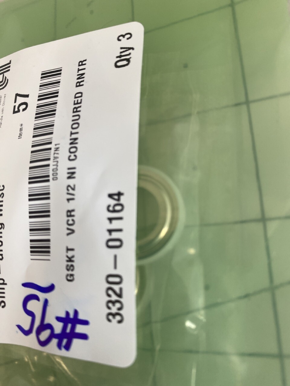 Parker Gasket, Contoured Retainer 50-8V-NI-R Applied Materials/AMAT 3320-01164