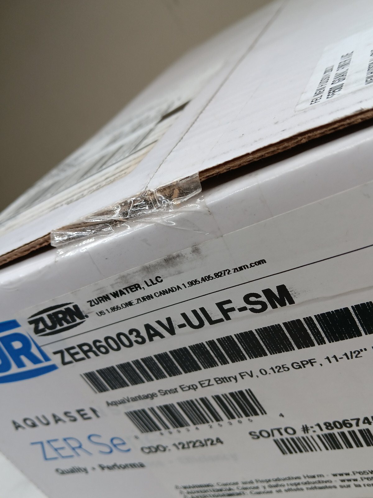 Zurn ZER6003AV-ULF-SM AquaSense 0.125 GPF Sensor Flush Valve