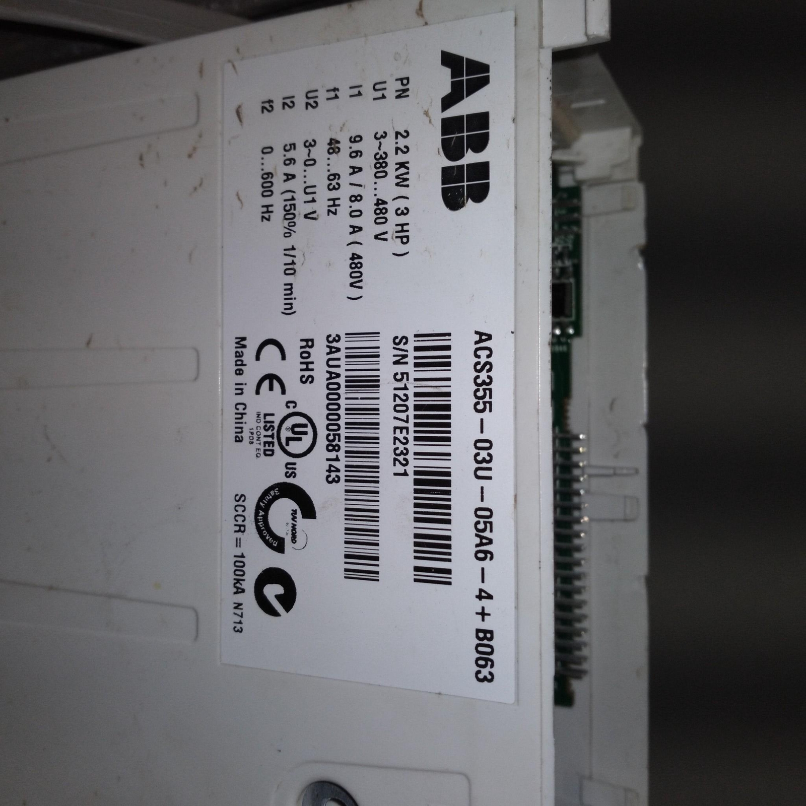 ABB ACS355-03U-05A6-4+B063 IP66/67/UL 4X TYPE 2.2KW 380-480V 48-63HZ