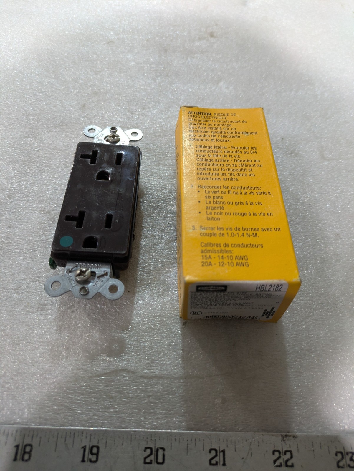 Hubbell HBL2182 Brown Duplex Receptacle 20A 125V 2P 3W Grounding Set of 8 Units