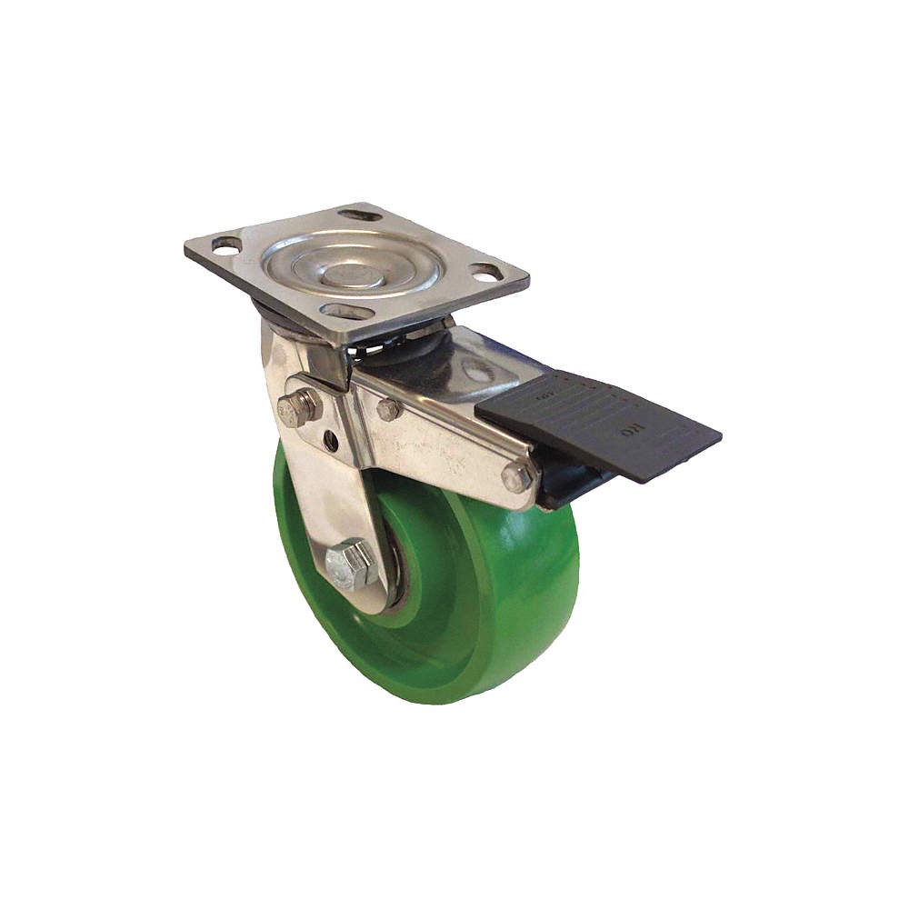 GRAINGER APPROVED P21SX-U060K-14-TB Plate Caster,Swivel,Polyurethane,7 1/2″H 454