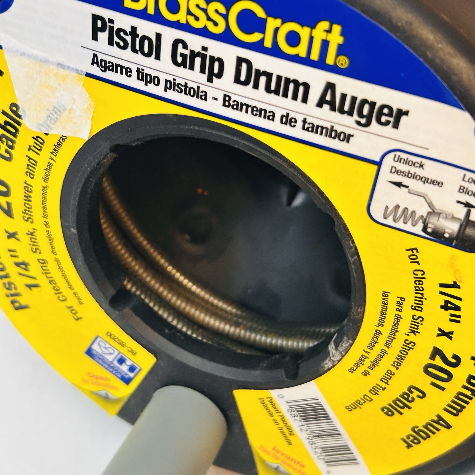 Brass Craft BC-85200 Pistol Grip Drum Auger 1/4″ x 20′ Cable READ