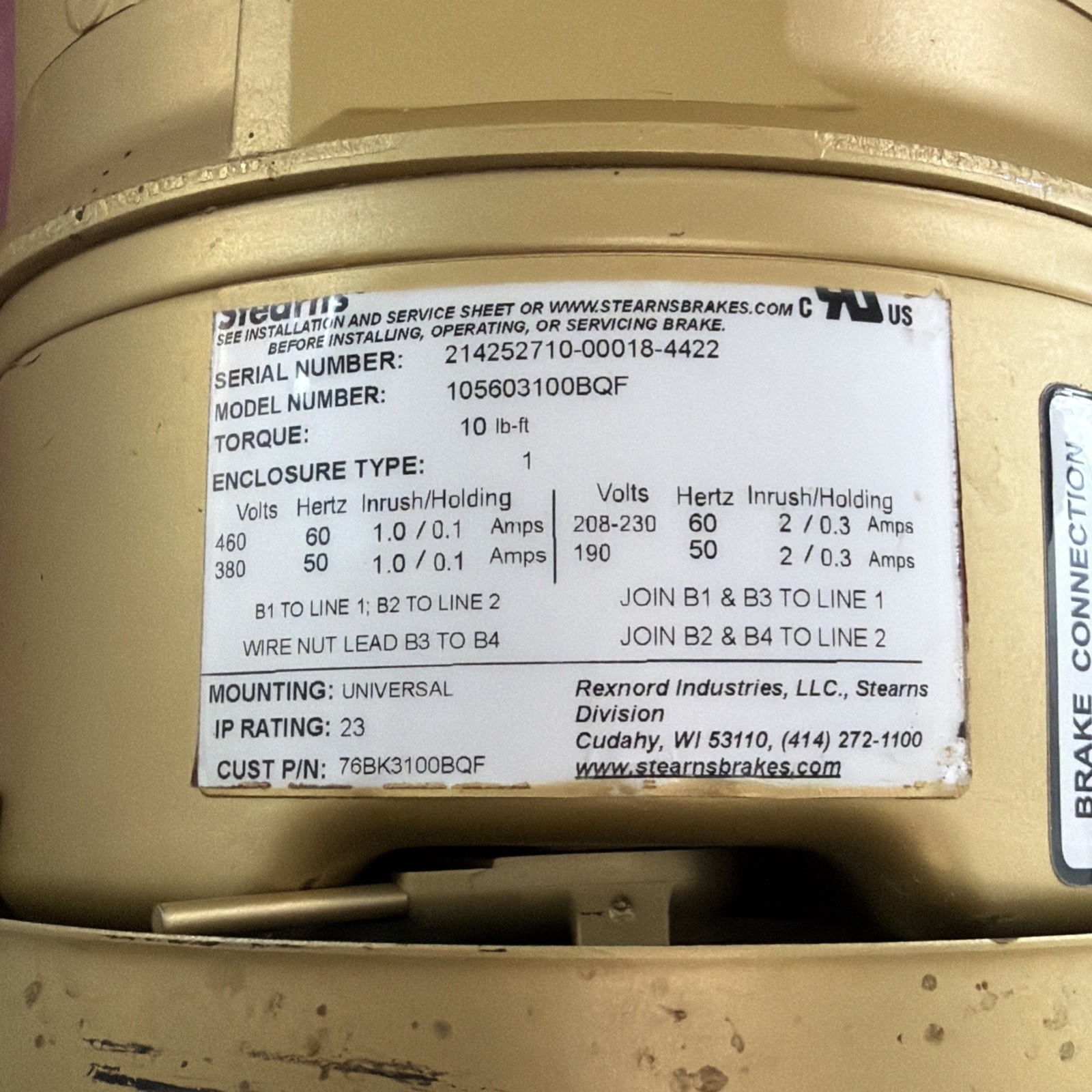 BALDOR VEBM3558T 35E060G073G1 105603100BQF 230/460V 5.6/2.8A NSNP