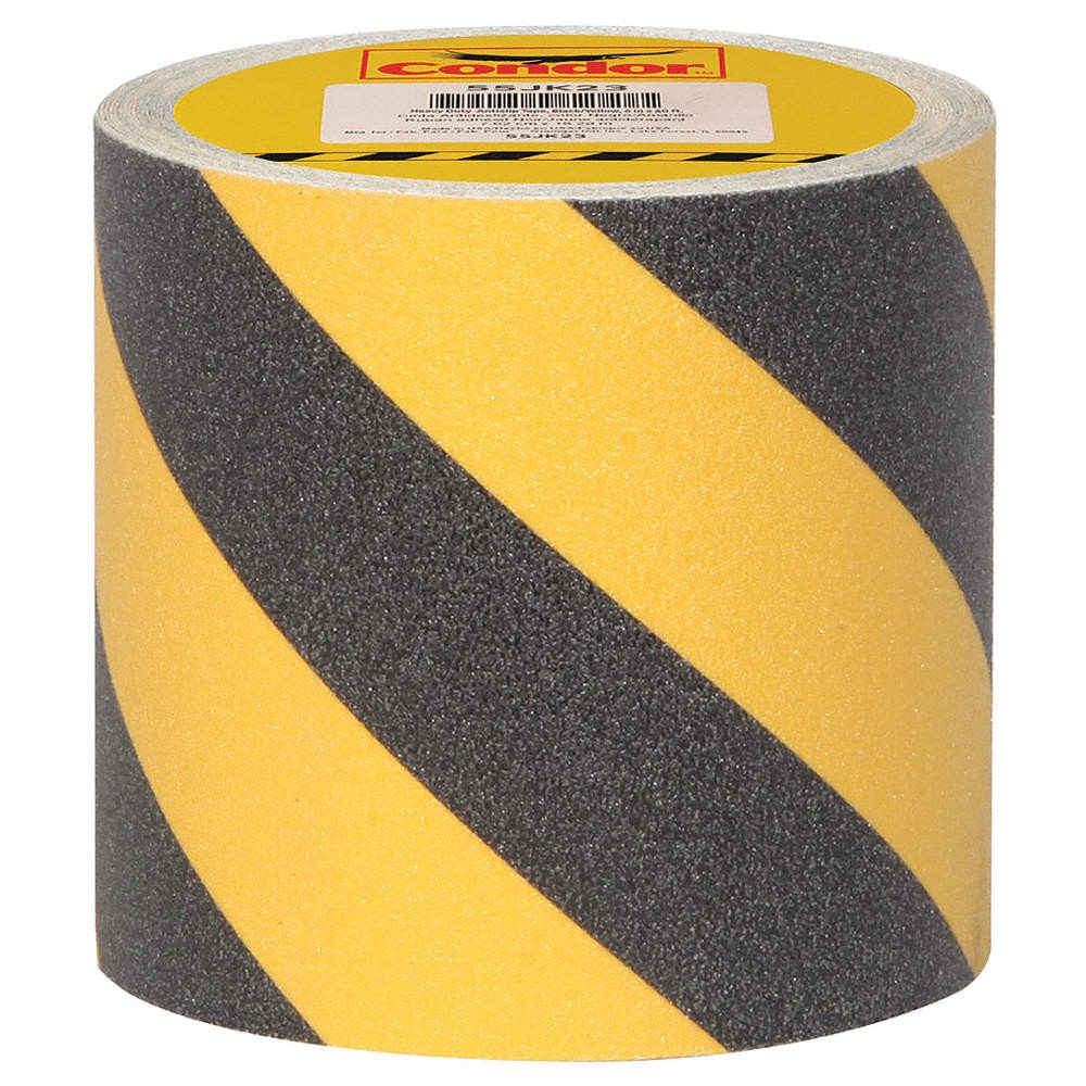 CONDOR GRAN15294 AntiSlip Tape,60 ftLx6 inW,BLK/YLW,PK2 55JK23