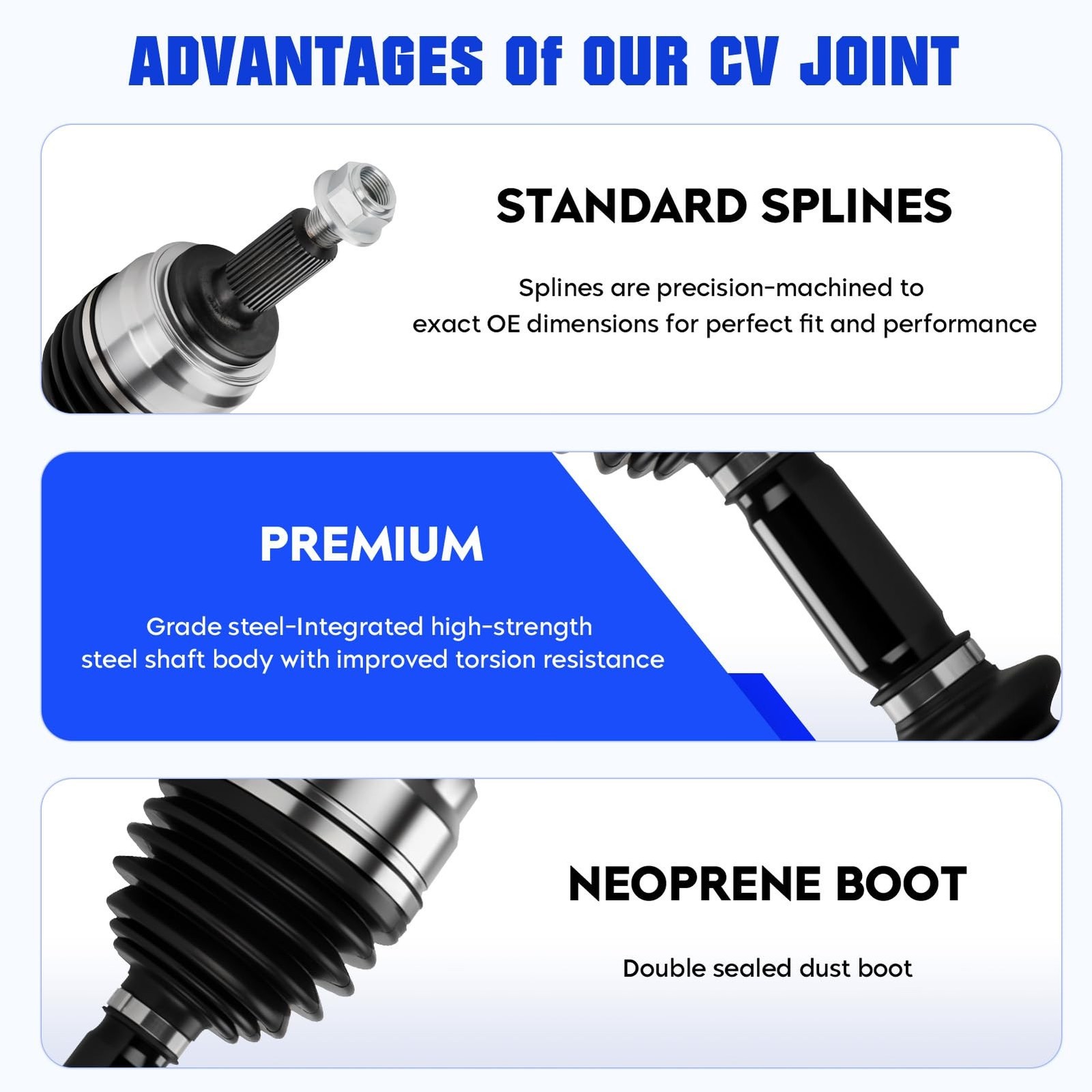 Front CV Axle Shaft Assembly Fit for 4.2L 4.6L 5.4L for Ford F-150 1997-2003,…