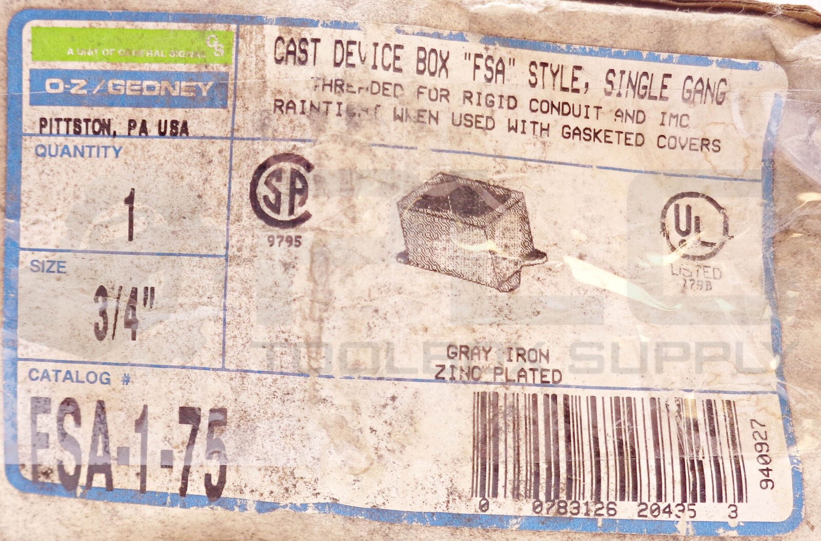 NEW O-Z GEDNEY FSA-1-75 3/4″ CAST DEVICE BOX *READ*