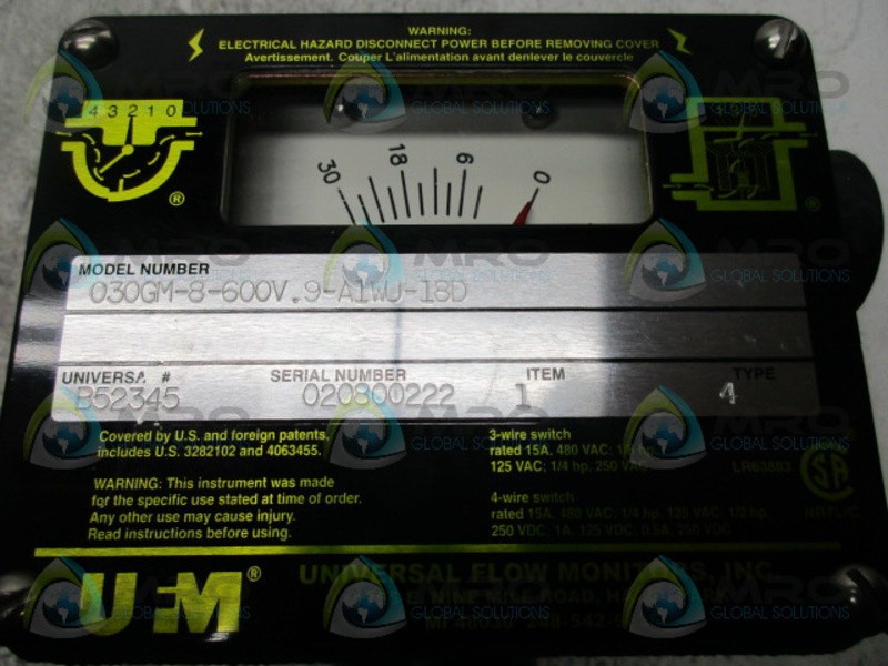 UFM 030GM-8-600V.9-A1WU-18D FLOW RATE INDICATOR NSNP