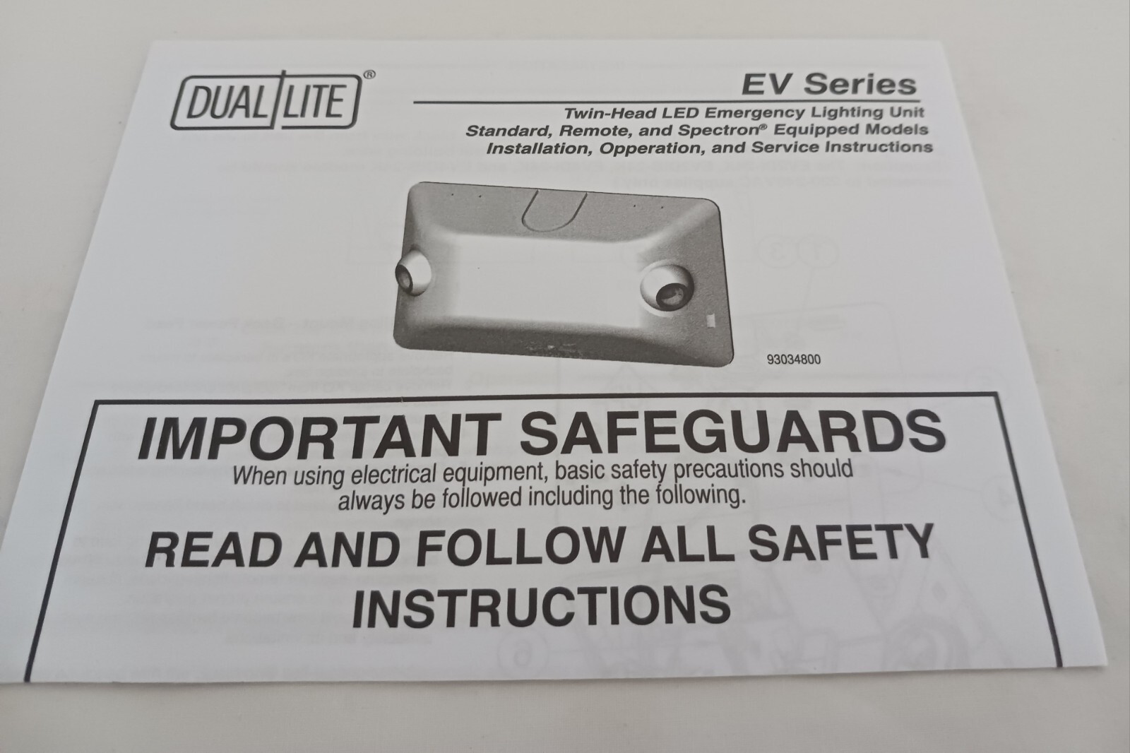 Hubbell Dual-Lite EV2 LED Emergency Light 93036776. NEW. Free Shipping.