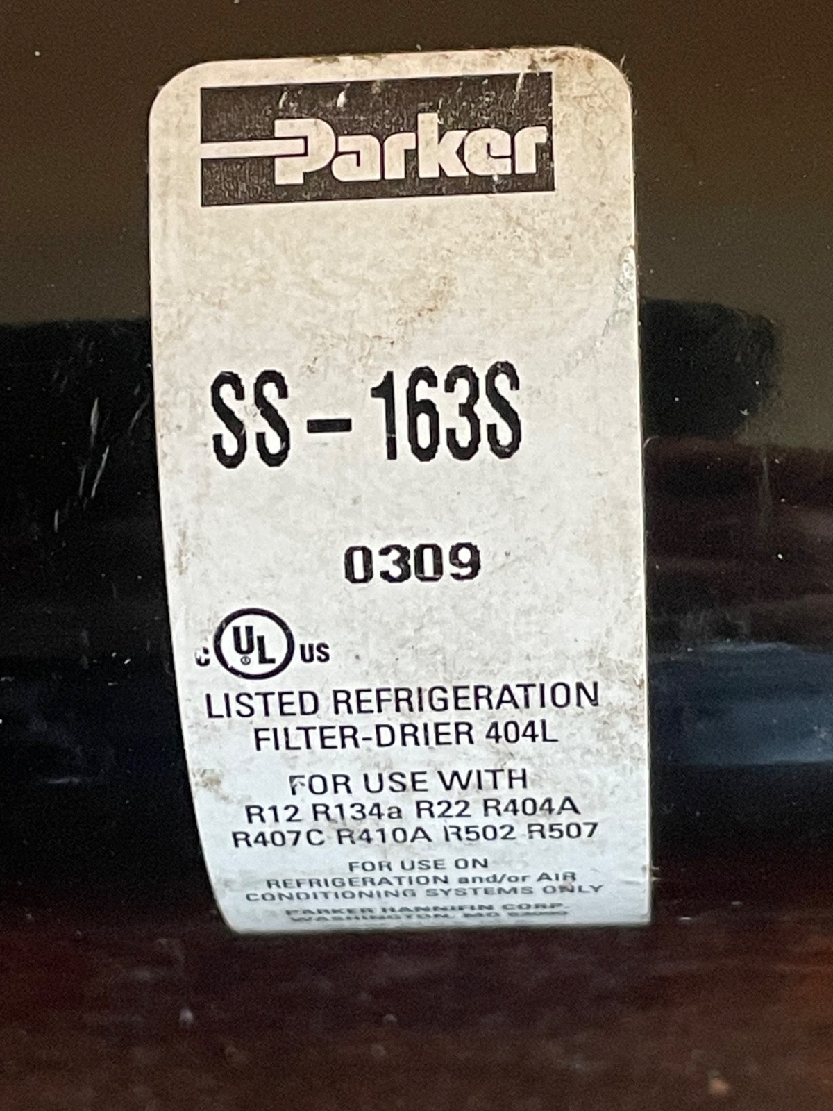 New – Parker SS-163S 3/8 ODF Solder Liquid Line Filter Drier