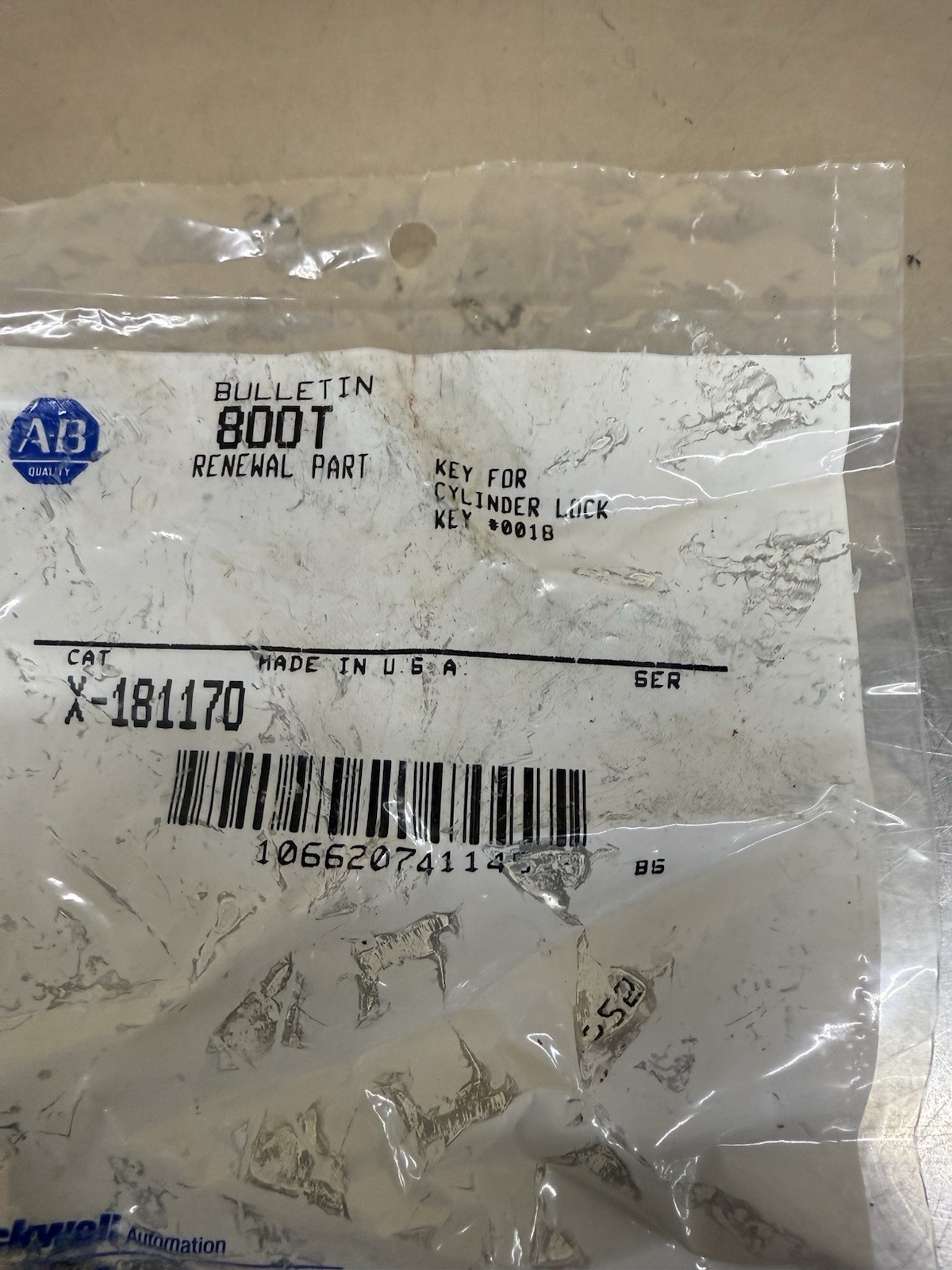 Allen Bradley X-181170 Key for Cylinder Lock 18 New Sealed Bag Made USA
