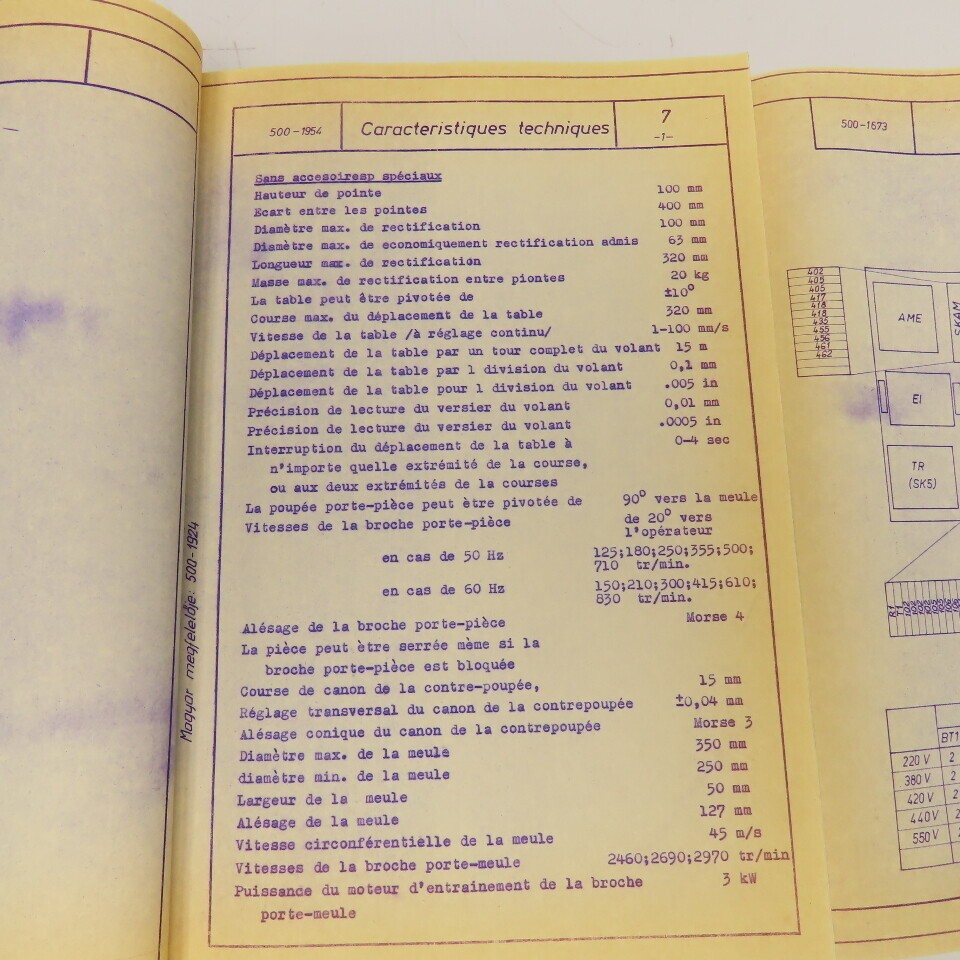 MSZ Hungary KP100-1 French Only Instruction Manual Cylindrical Grinding Machine