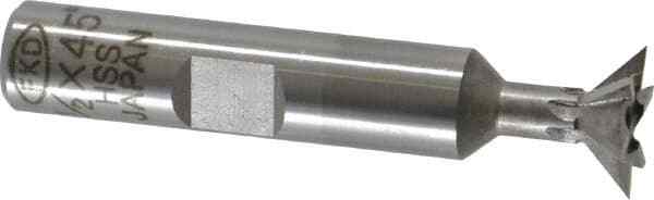 45Degree 1/2″ Cut Diam, 1/4″ Cut Width, High Speed Steel Dovetail Cutter
