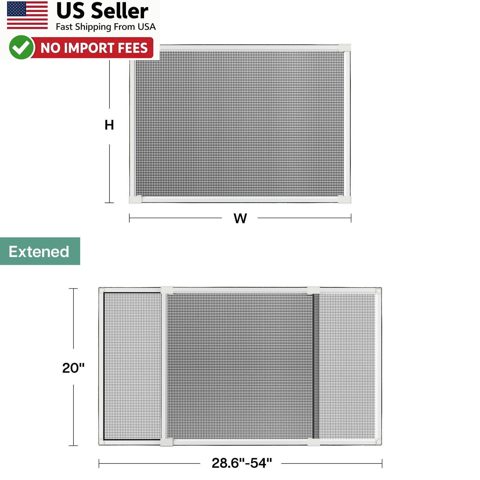 Expandable Adjustable Window Screen 20×28.6-54in 2 Pack Replacement FROM USA