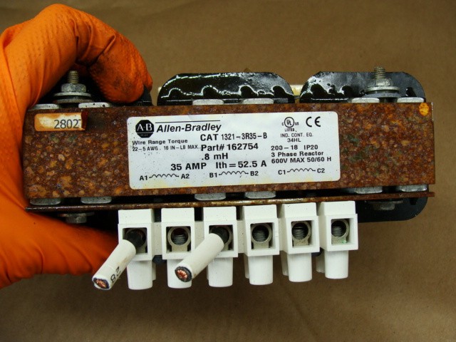 ALLEN BRADLEY LINE REACTOR 1321-3R35-B 35A 3PH 600V 22-5 AWG 16 IN-LB MAX