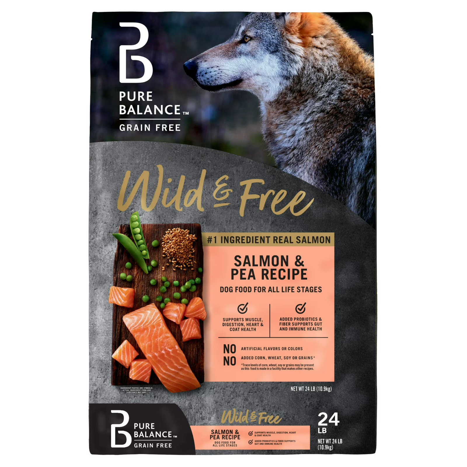2PK Pure Balance Wild & Free Grain-Free Salmon & Pea Recipe Dry Dog Food, 24 lbs