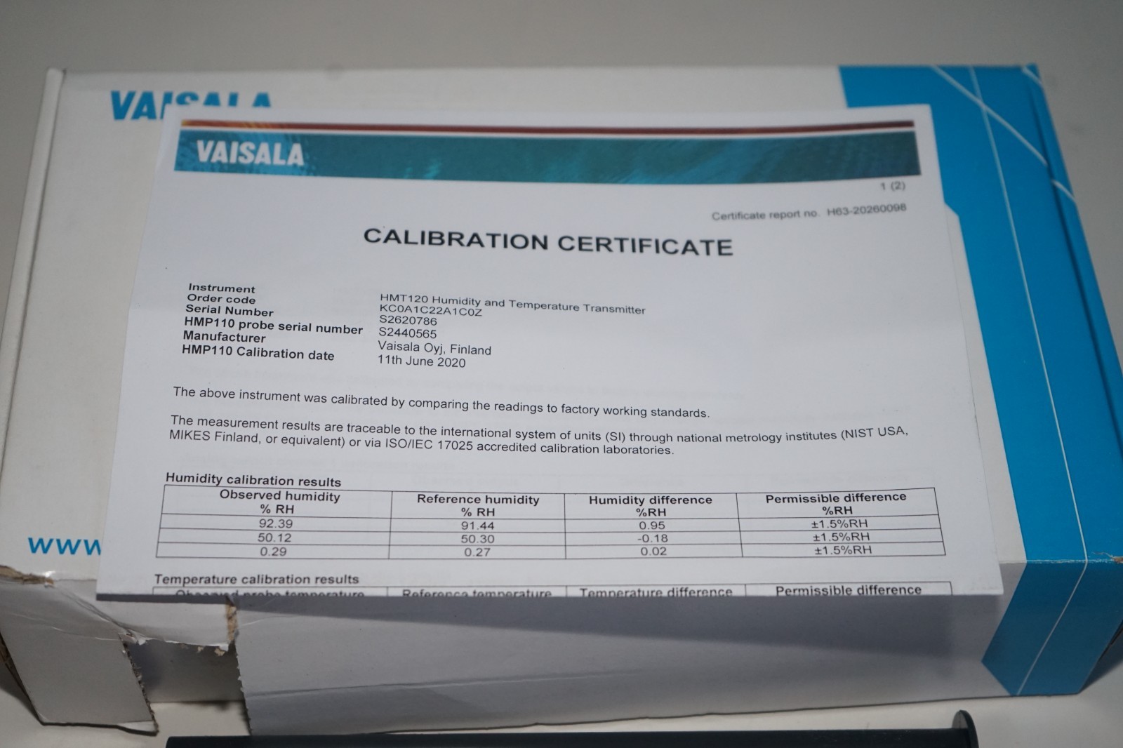 ^ VAISALA Humidity and Temperature Transmitter HMT120 #X7241