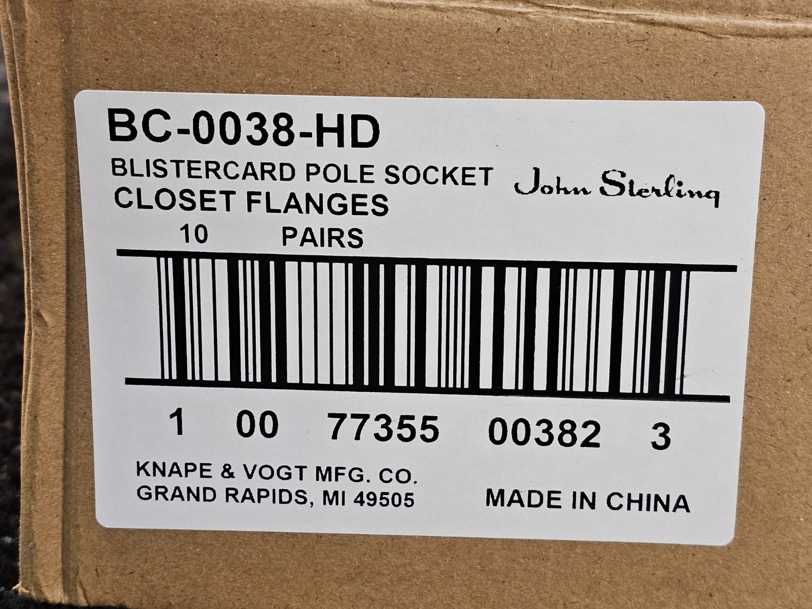 (QTY 10 PAIRS) John Sterling BC-0038-HD 1-3/8″ L X 1-3/8″ D Oak Wood Rod Socket
