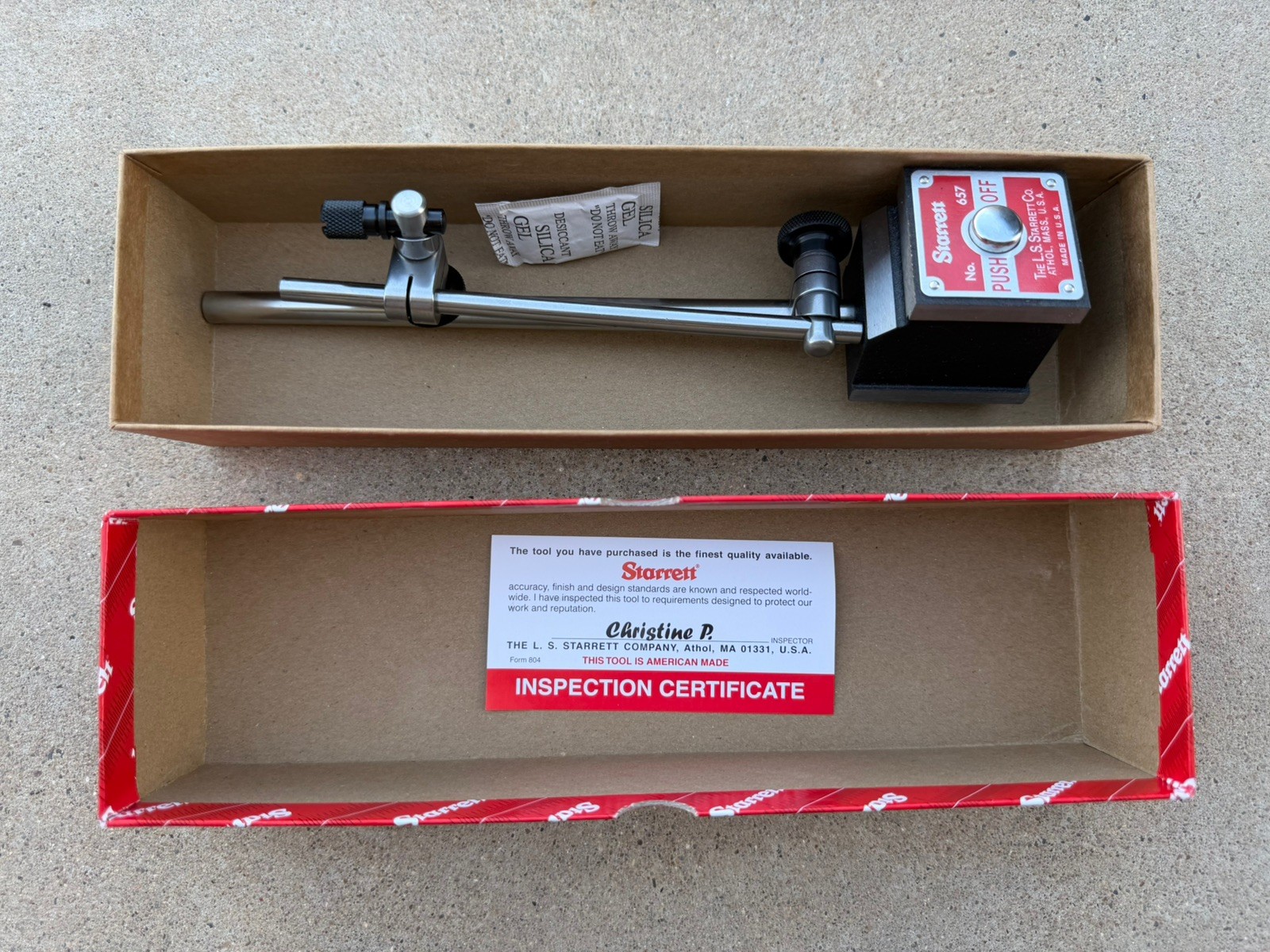 STARRETT 657AA Magnetic Base w/Attachments, Rod 0.250 In