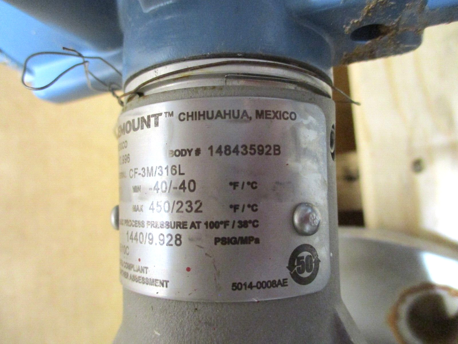 ROSEMOUNT , 4″ 600 RF , 8800DR040SA6N1P1K5M5Q4Q8 , VORTEX FLOW METER , USED