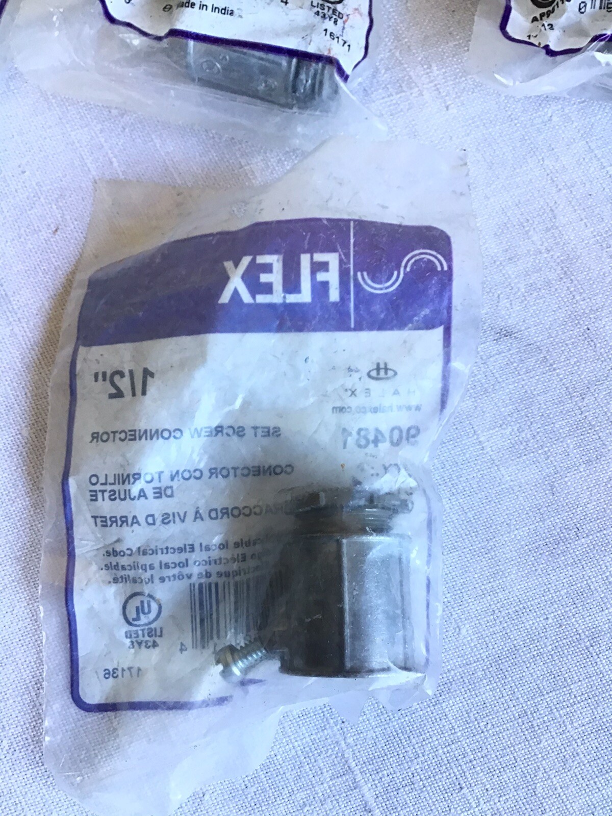 Brand New Lot Of 6 Halex Flex 1/2″ Set Screw Connector Model# 90481