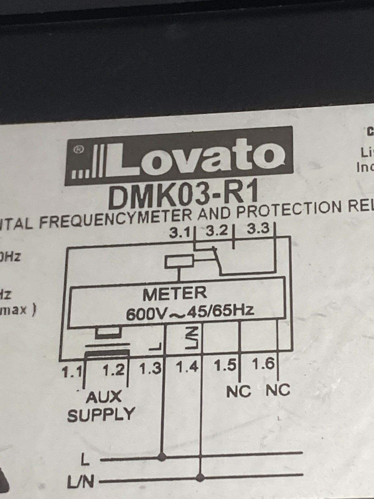 LOVATO DMK03-R1 DIGITAL FREQUENCY METER AND PROTECTION RELAY 220-240V NNB