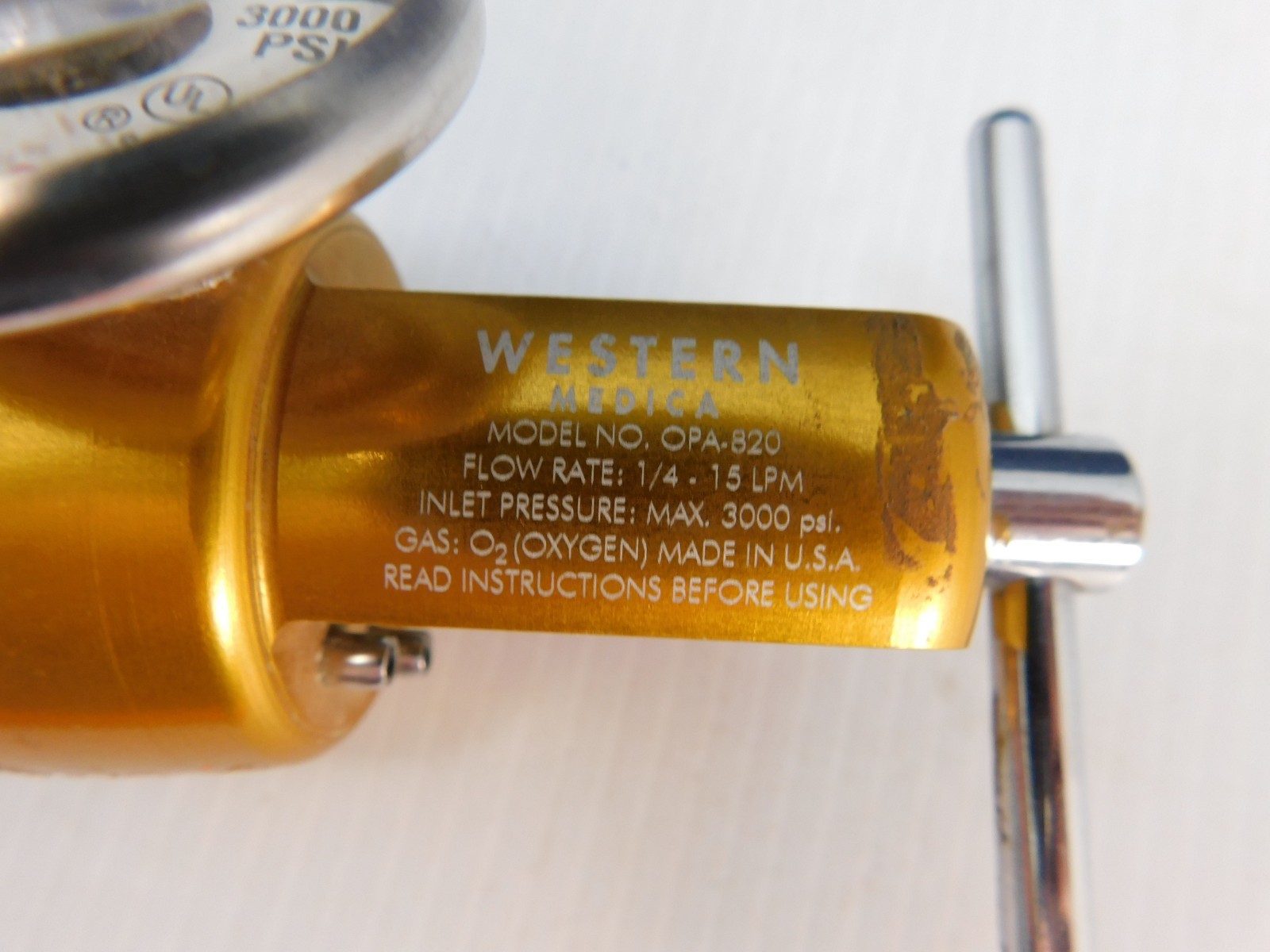 Western Media OPA-820 Oxygen regulator, click type, 3000 psi input